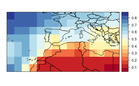 Figure 1. Historical (1961-90) TraCE21ka data for cloudiness (cld).