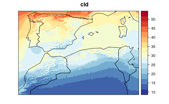 Figure 3. Historical (1961-90) UERRA data for cloudiness (cld).