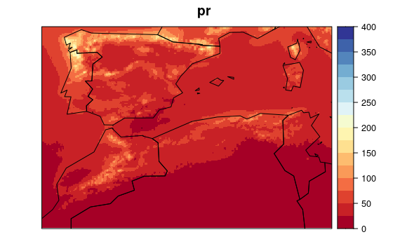 Figure 3. Historical (1961-90) UERRA data for precipitation (pr).