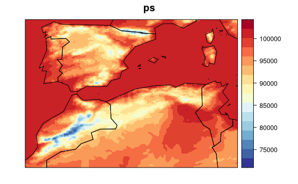 Figure 3. Historical (1961-90) UERRA data for surface pressure (ps).