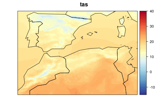 Figure 3. Historical (1961-90) UERRA data for mean surface temperature (tas).