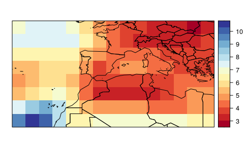 Figure 1. Historical (1961-90) TraCE21ka data for wind speed (wss).