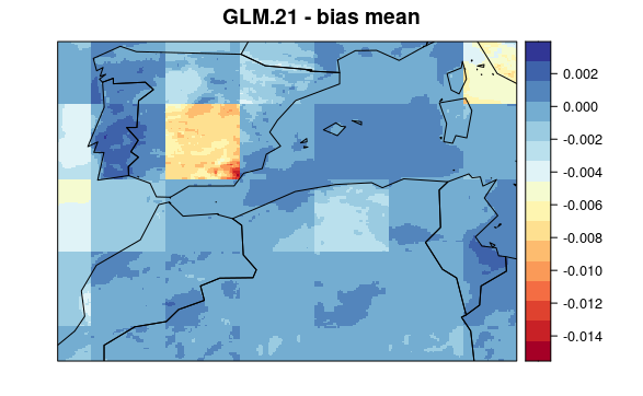 Bias map from GLM.21 downscaled model