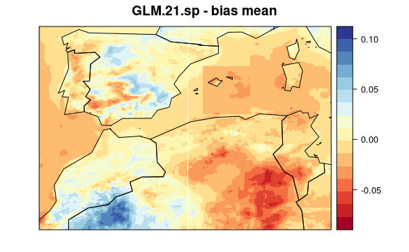 Bias map from GLM.21.sp downscaled model